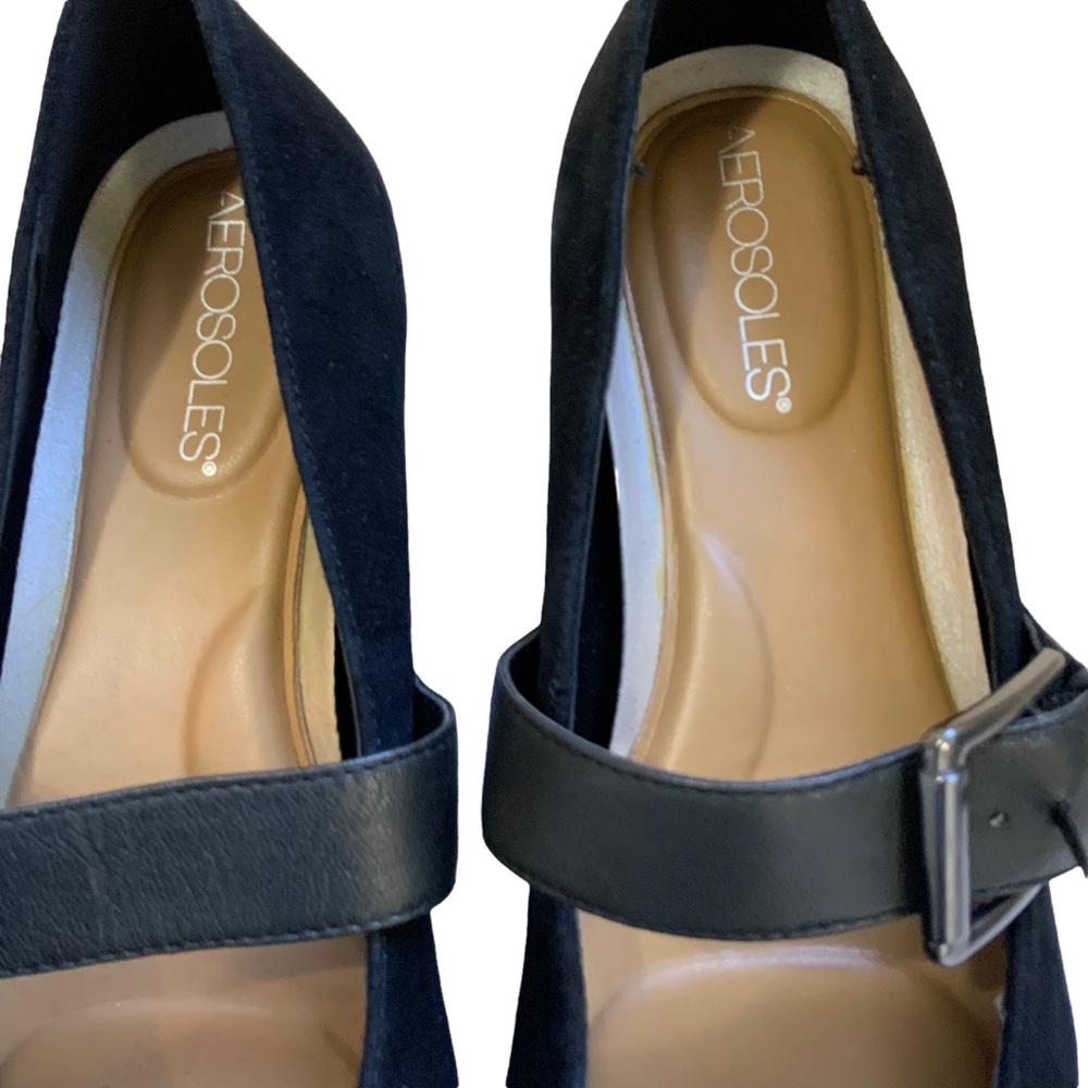 AEROSOLES Black Pointed Flats with Strap - Picture 2 of 10